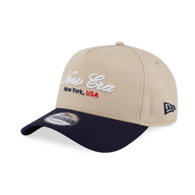 NEW ERA BASIC SCRIPT NAVY VISOR OAT MILK 9FORTY AF CAP