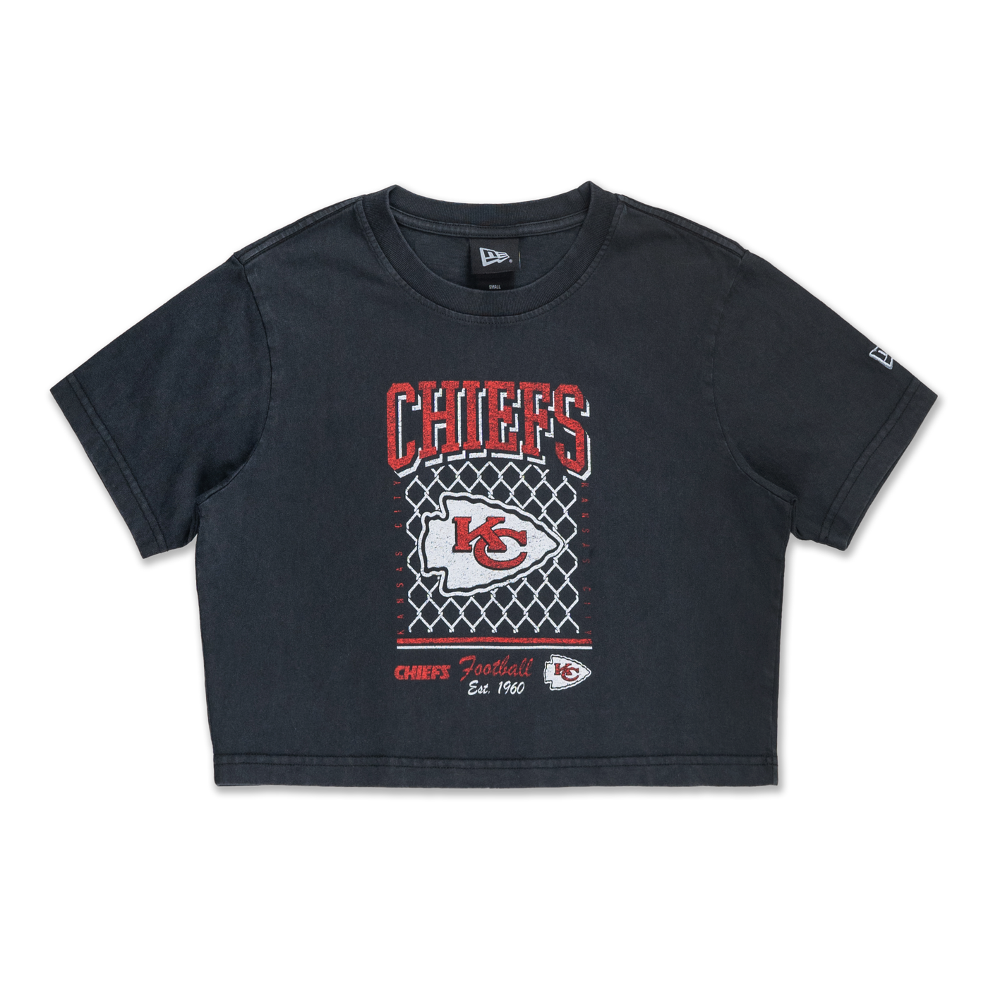 KANSAS CITY CHIEFS OLD SCHOOL SPORT AP BLACK WOMEN CROP TEE