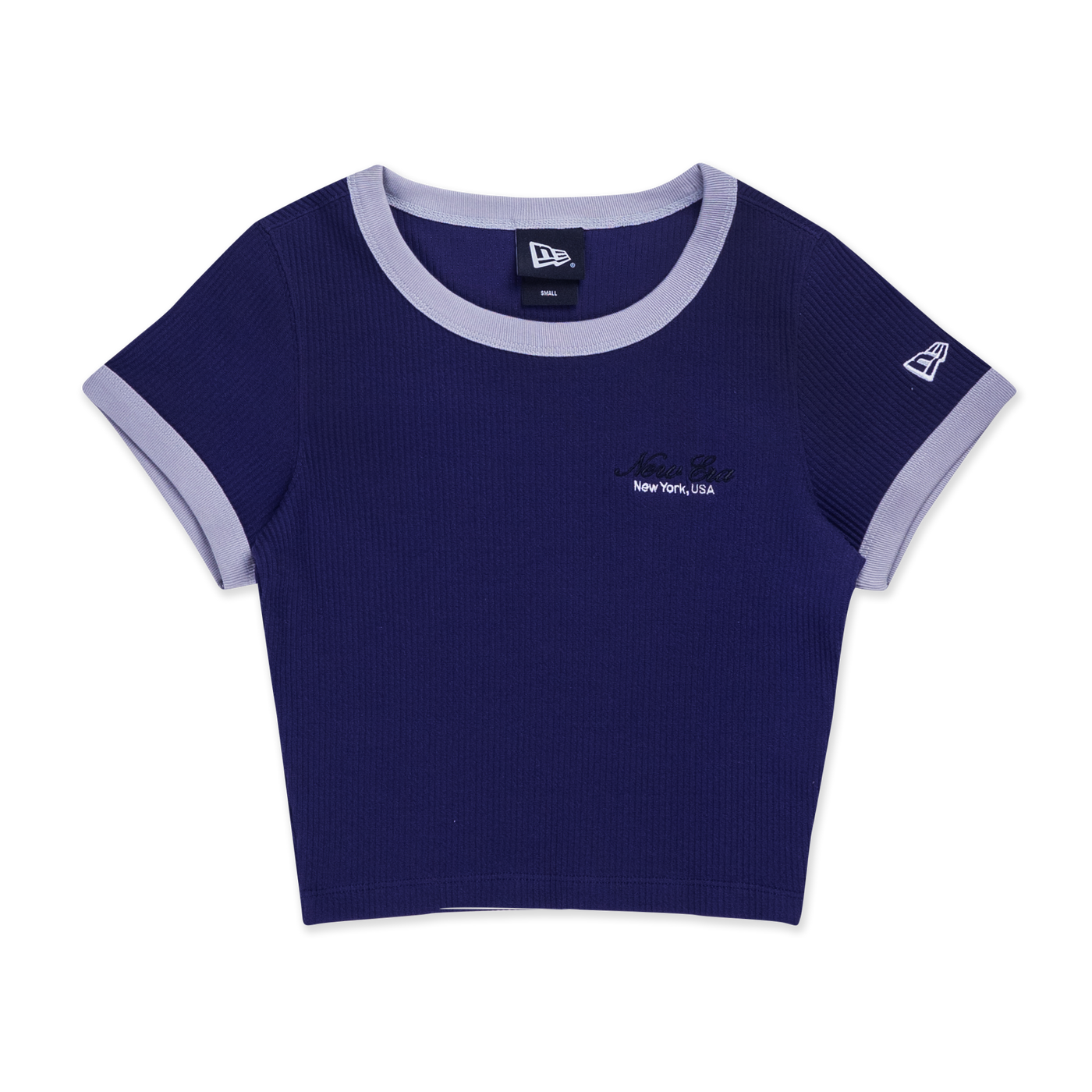 NEW ERA BASIC SCRIPT PURPLE WOMEN CROP RIB TEE