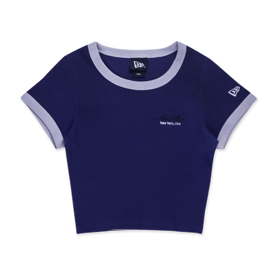 NEW ERA BASIC SCRIPT PURPLE WOMEN CROP RIB TEE