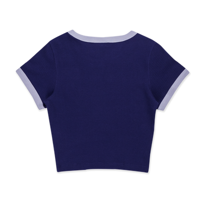 NEW ERA BASIC SCRIPT PURPLE WOMEN CROP RIB TEE