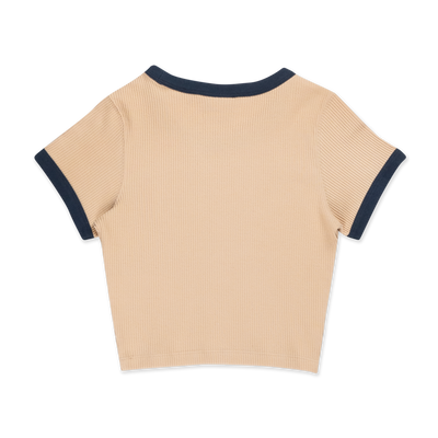 NEW ERA BASIC SCRIPT OAT MILK WOMEN CROP RIB TEE