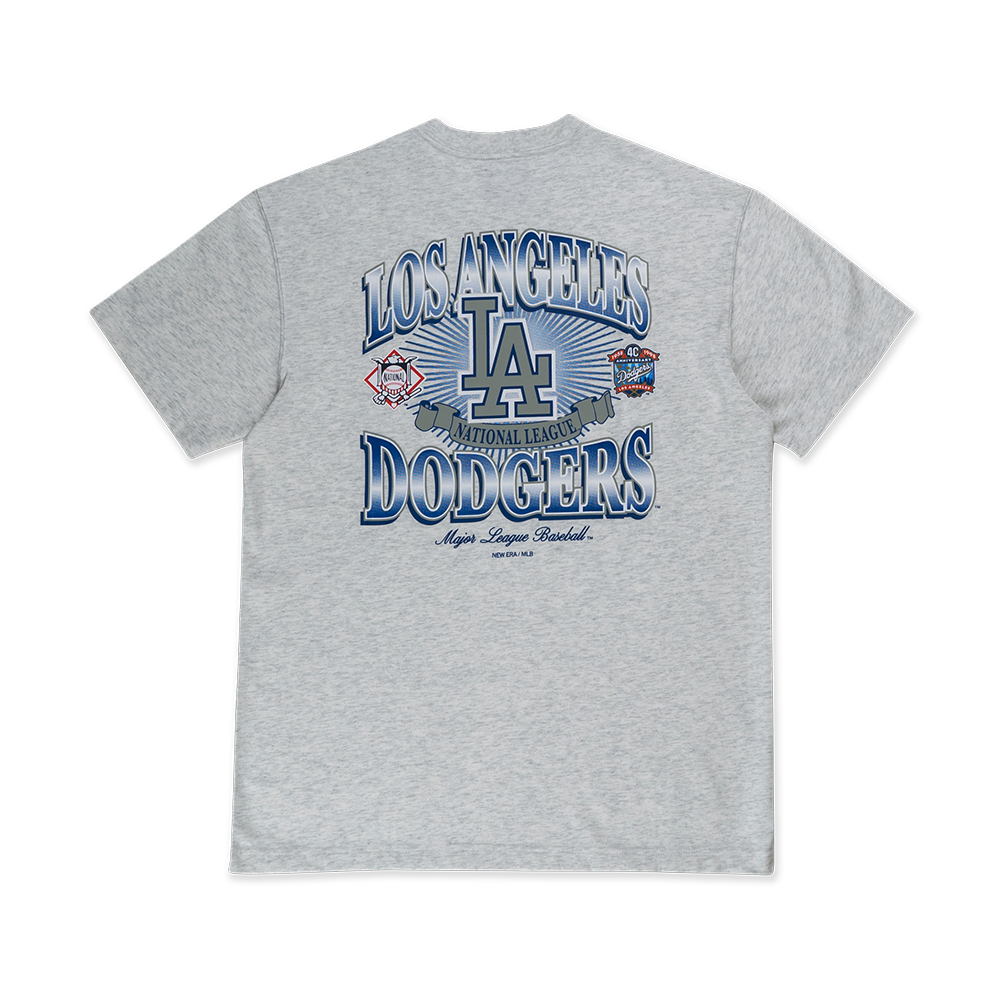 MLB LOS ANGELES DODGERS COOPERSTOWN LIGHT HEATHER GRAY SHORT SLEEVE T-SHIRT