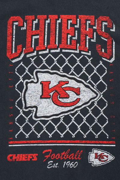 KANSAS CITY CHIEFS OLD SCHOOL SPORT AP BLACK OVERSIZED SHORT SLEEVE T-SHIRT