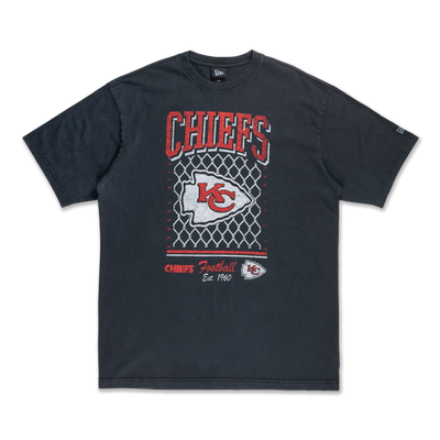 KANSAS CITY CHIEFS OLD SCHOOL SPORT AP BLACK OVERSIZED SHORT SLEEVE T-SHIRT