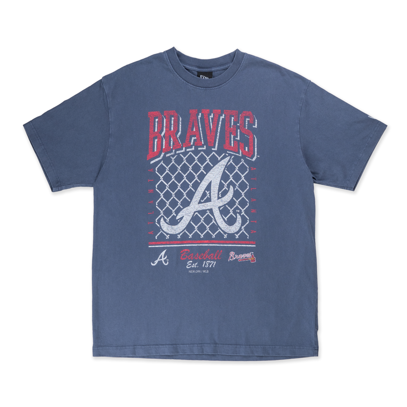 ATLANTA BRAVES OLD SCHOOL SPORT AP NAVY OVERSIZED SHORT SLEEVE T-SHIRT