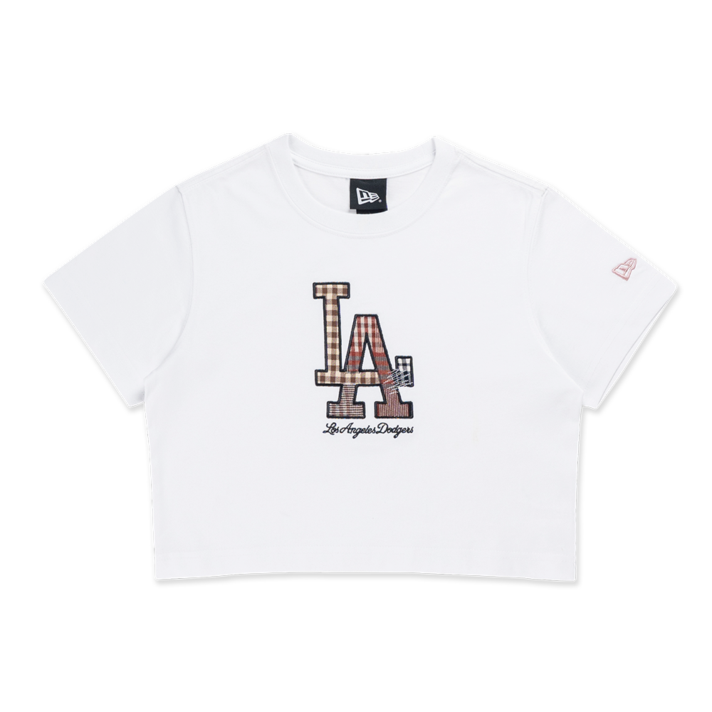 LOS ANGELES DODGERS PREPPY WHITE WOMEN CROP TEE