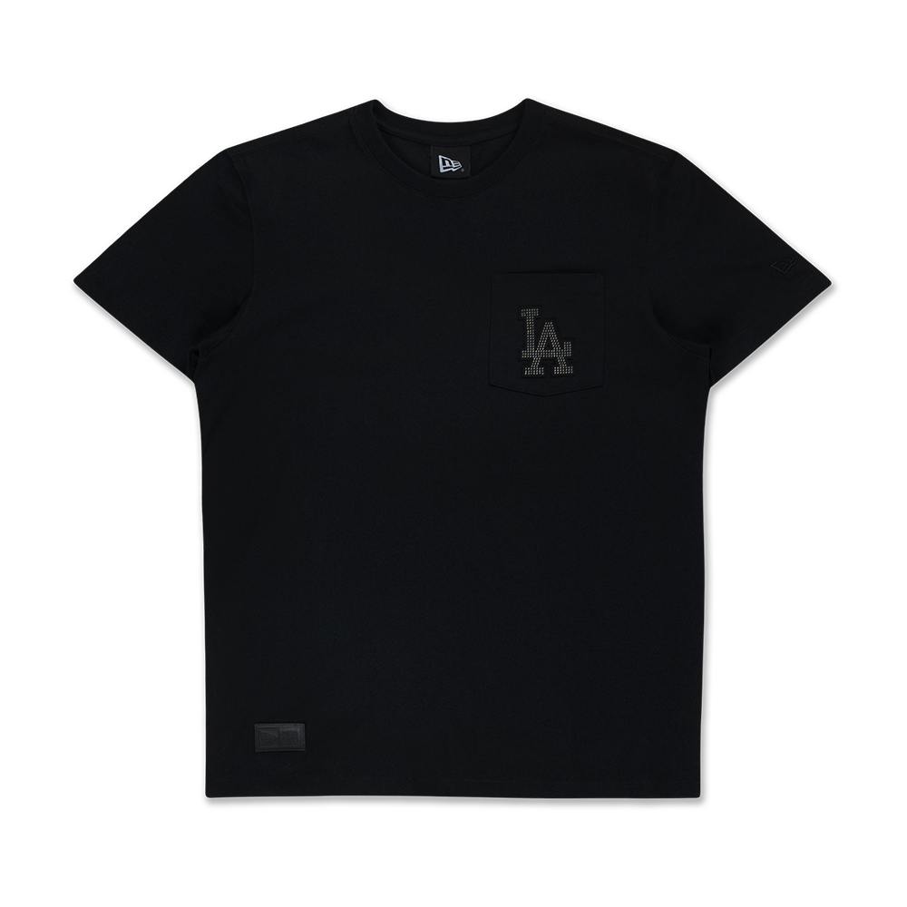 LOS ANGELES DODGERS NEW ERA DARK 90S BLACK SHORT SLEEVE POCKET T-SHIRT