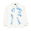 NEW ERA X RICARDO LUEVANOS WITH MY HEAD IN THE CLOUD SCRIPT CHROME WHITE COACH JACKET