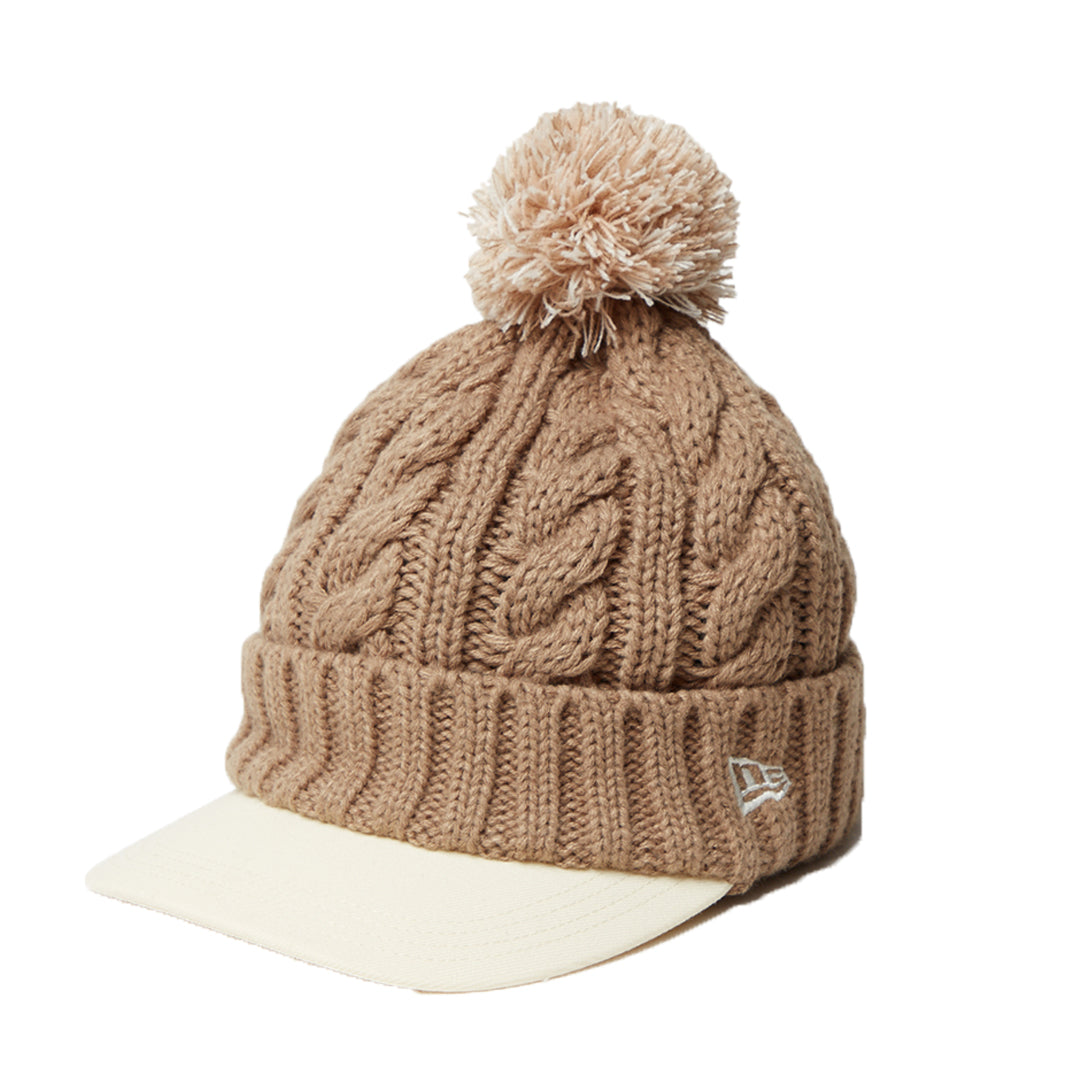 NEW ERA GOLF BEIGE VISOR KNIT BEANIE