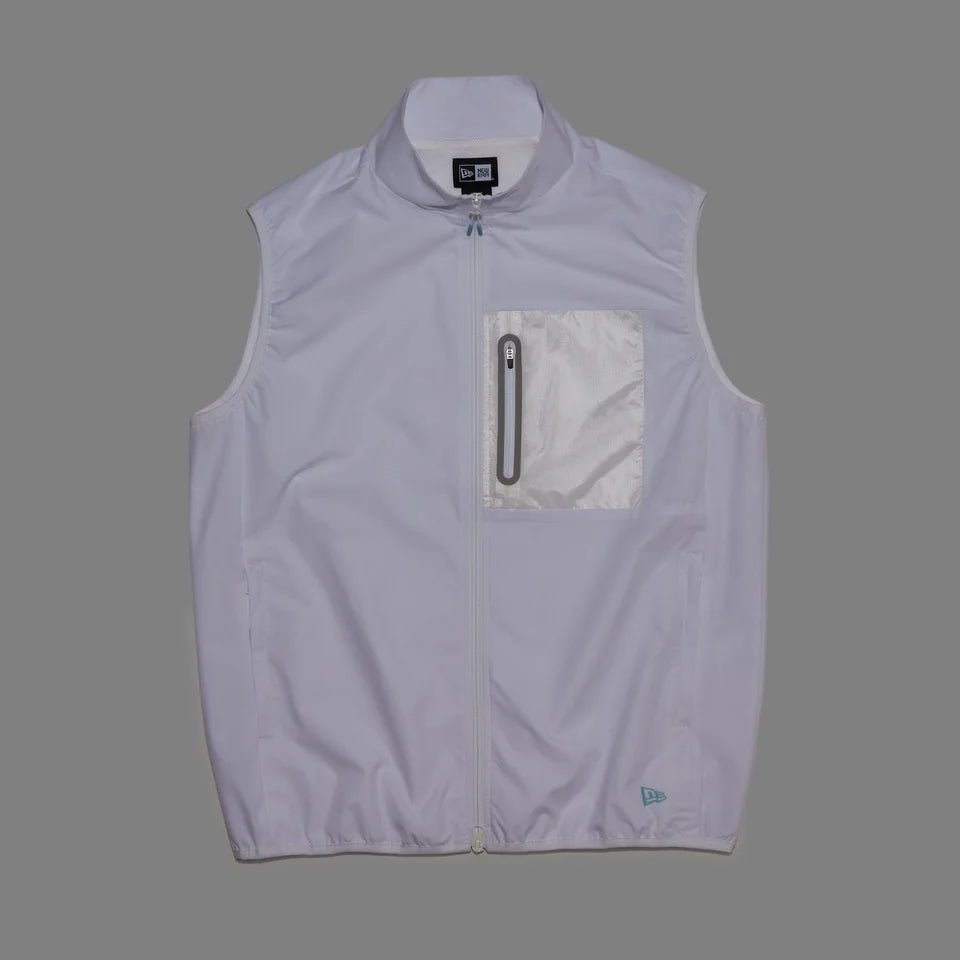 NEW ERA WOVEN NYLON WHITE FULL ZIP VEST