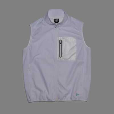 NEW ERA WOVEN NYLON WHITE FULL ZIP VEST