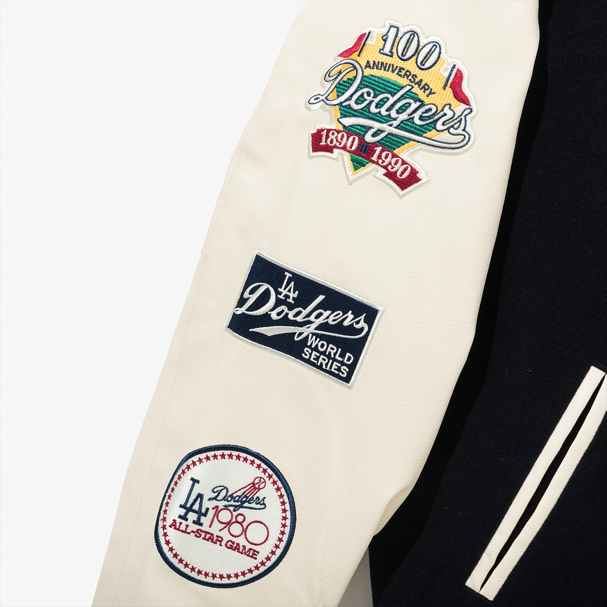 LOS ANGELES DODGERS PATCH NAVY VARSITY JACKET