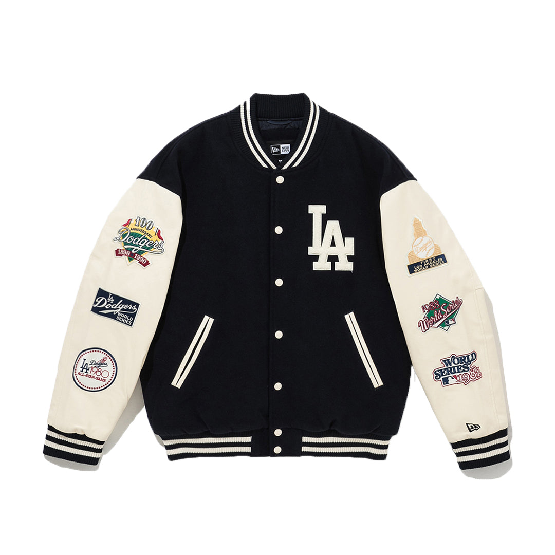 LOS ANGELES DODGERS PATCH NAVY VARSITY JACKET