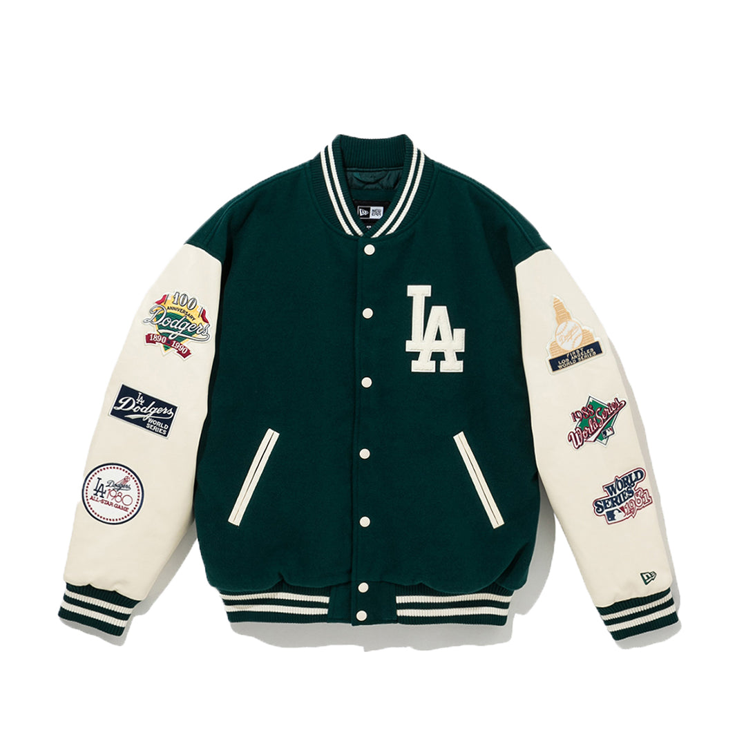 LOS ANGELES DODGERS PATCH GREEN VARSITY JACKET