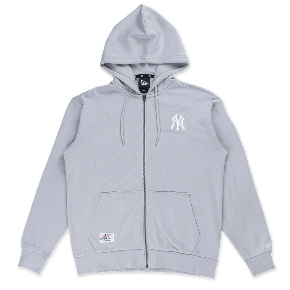 NEW YORK YANKEES TIMELESS MINIMAL GREY ZIP FRONT HOODIE