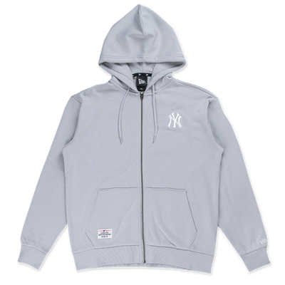 NEW YORK YANKEES TIMELESS MINIMAL GREY ZIP FRONT HOODIE