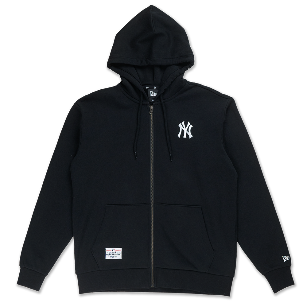 NEW YORK YANKEES TIMELESS MINIMAL BLACK ZIP FRONT HOODIE