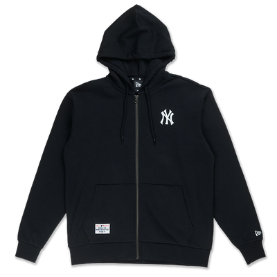 NEW YORK YANKEES TIMELESS MINIMAL BLACK ZIP FRONT HOODIE