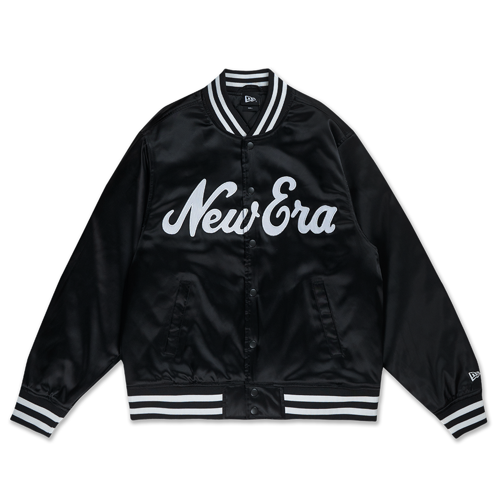 NEW ERA TIMELESS MINIMAL SCRIPT BLACK LIGHT PADDED BASEBALL JACKET ...