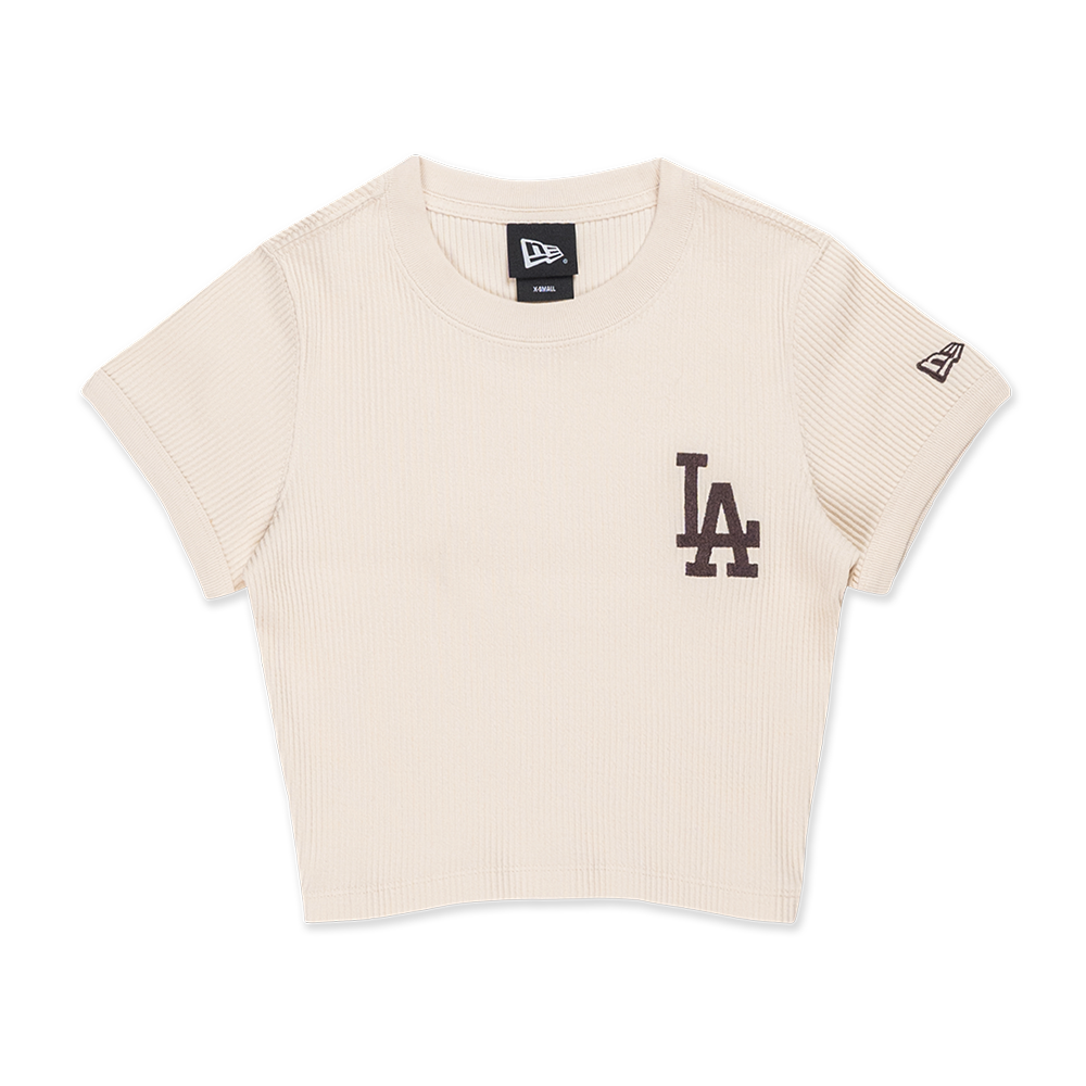 LOS ANGELES DODGERS COLOR ERA LIGHT CREAM WOMEN CROP RIB TEE