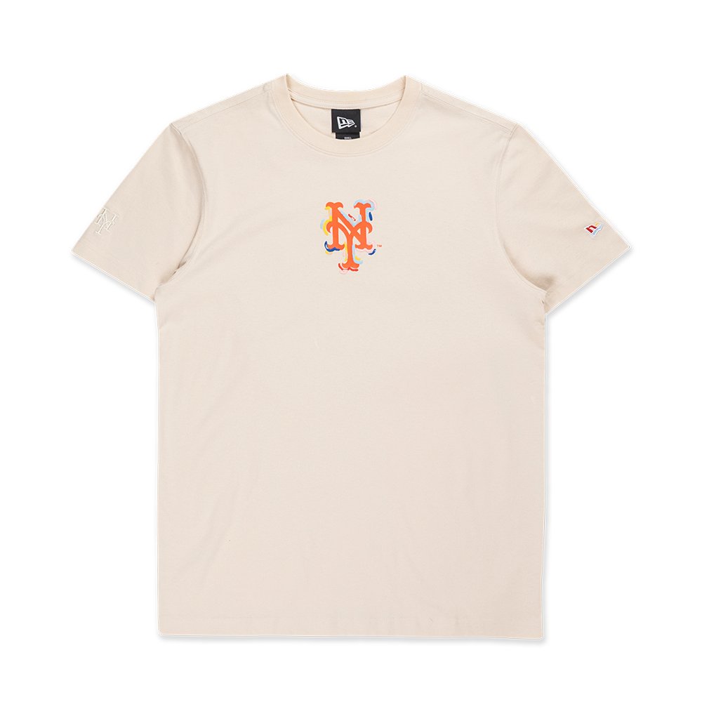 NEW YORK METS TINT BRUSH LIGHT CREAM SHORT SLEEVE T-SHIRT