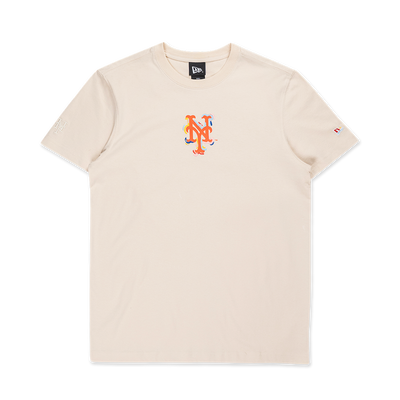 NEW YORK METS TINT BRUSH LIGHT CREAM SHORT SLEEVE T-SHIRT