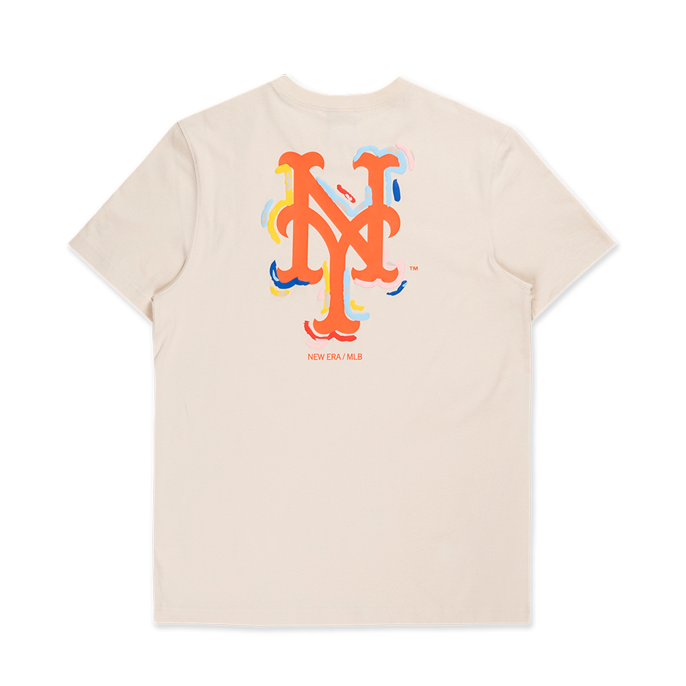 NEW YORK METS TINT BRUSH LIGHT CREAM SHORT SLEEVE T-SHIRT