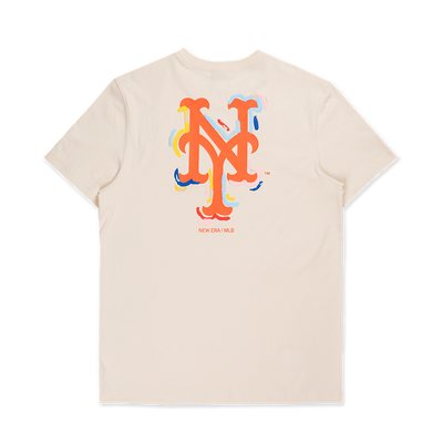 NEW YORK METS TINT BRUSH LIGHT CREAM SHORT SLEEVE T-SHIRT