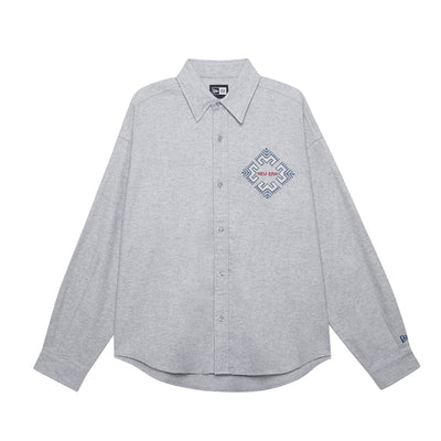 NEW ERA ANCIENT CRAFTS GRAY LONG SLEEVE WOVEN SHIRT