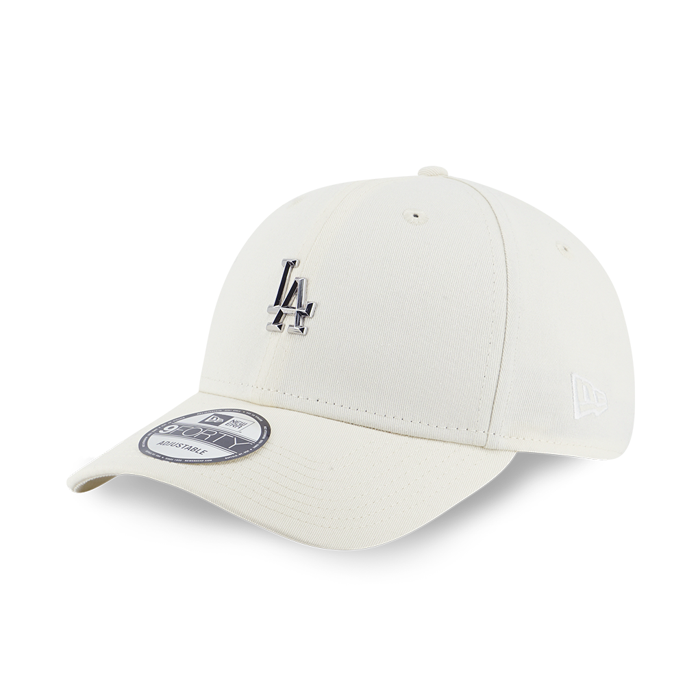 LOS ANGELES DODGERS MLB METAL BADGE CHROME WHITE 9FORTY CAP