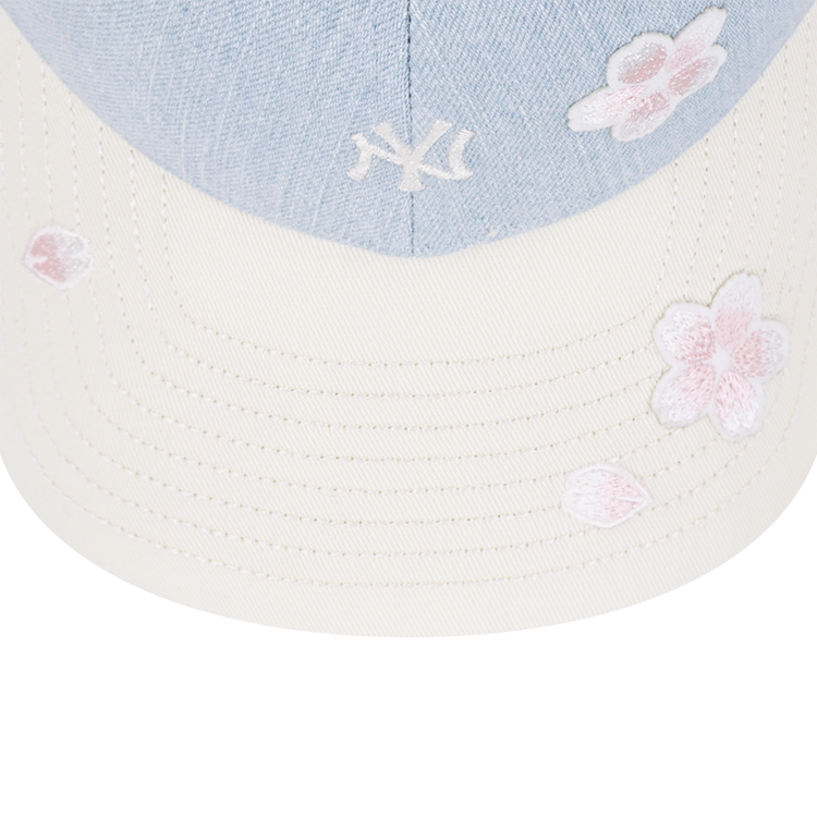 NEW YORK YANKEES FLORAL 2-TONE CHROME WHITE VISOR INDIGO DENIM 9FORTY CAP