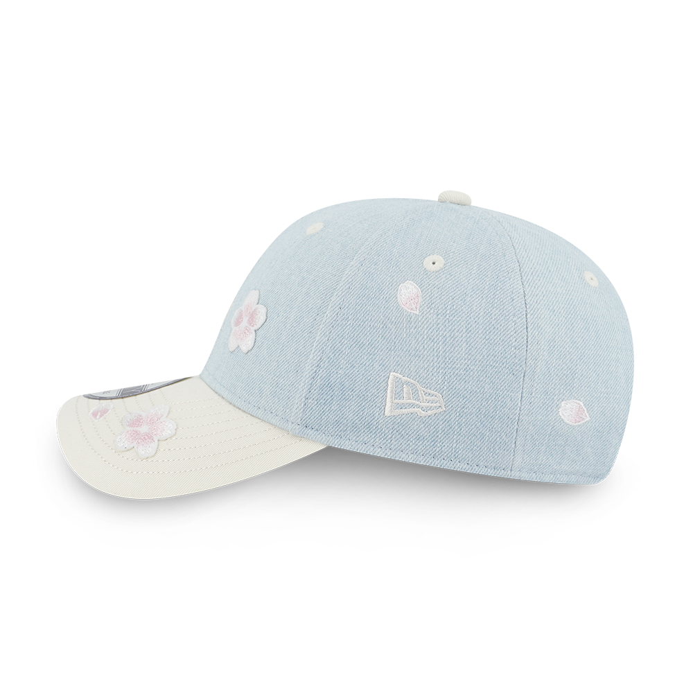 NEW YORK YANKEES FLORAL 2-TONE CHROME WHITE VISOR INDIGO DENIM 9FORTY CAP