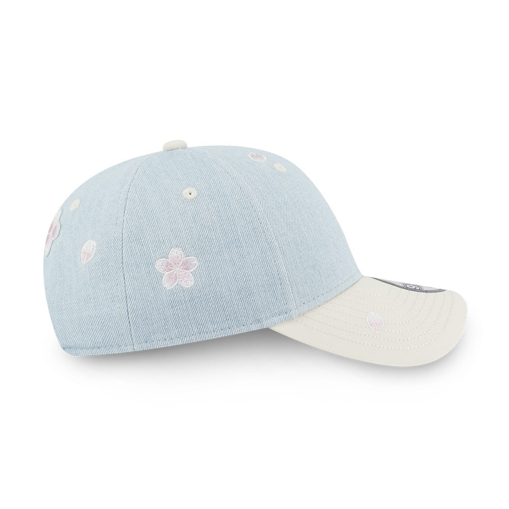 NEW YORK YANKEES FLORAL 2-TONE CHROME WHITE VISOR INDIGO DENIM 9FORTY CAP