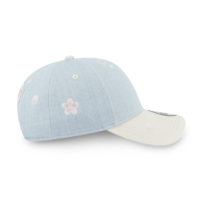 NEW YORK YANKEES FLORAL 2-TONE CHROME WHITE VISOR INDIGO DENIM 9FORTY CAP