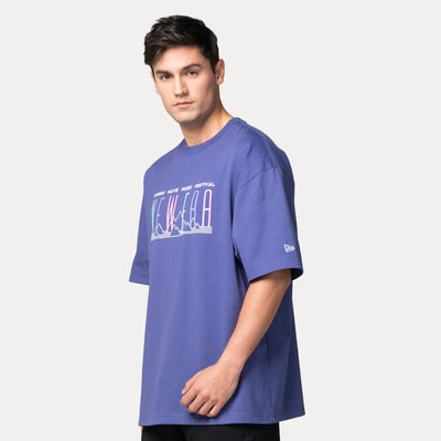 NEW ERA SPRINGTIME RHYTHM INK PURPLE OVERSIZED SHORT SLEEVE T-SHIRT