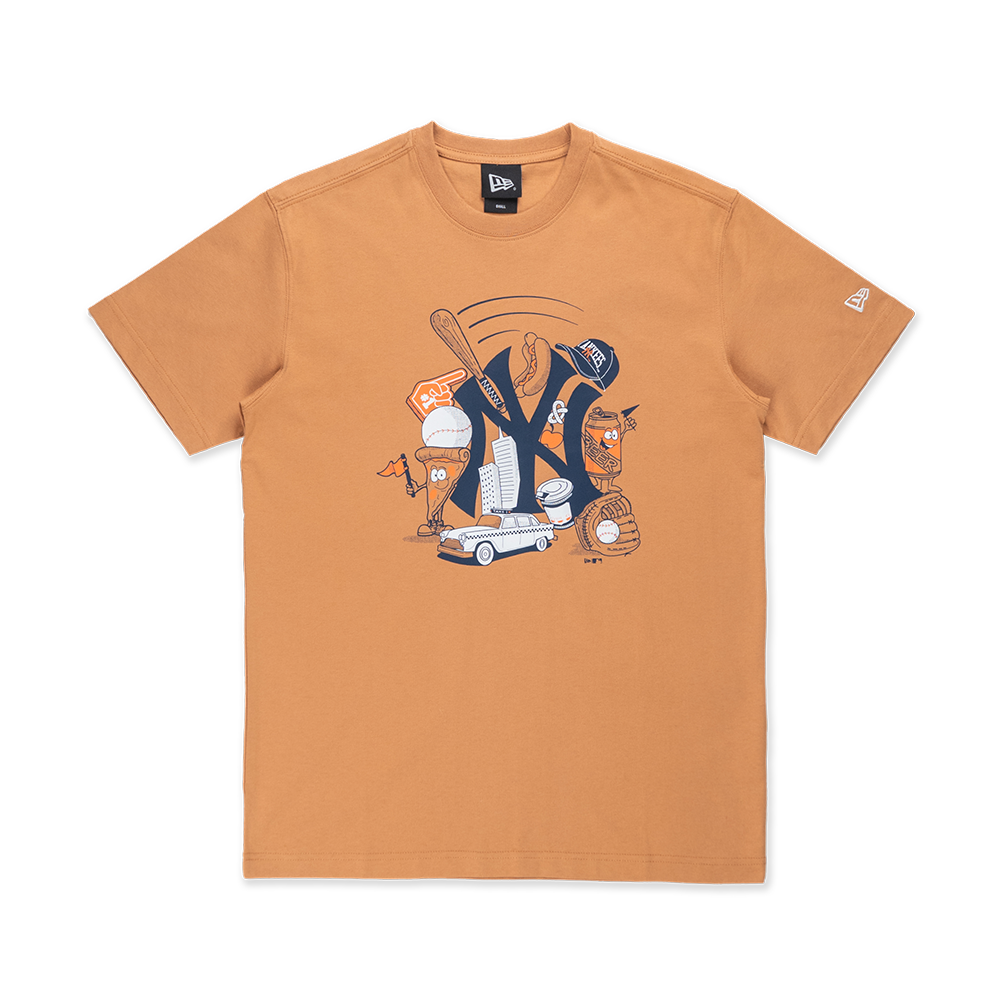 NEW YORK YANKEES MLB GRAPHIC DEEP SAND BROWN SHORT SLEEVE T-SHIRT