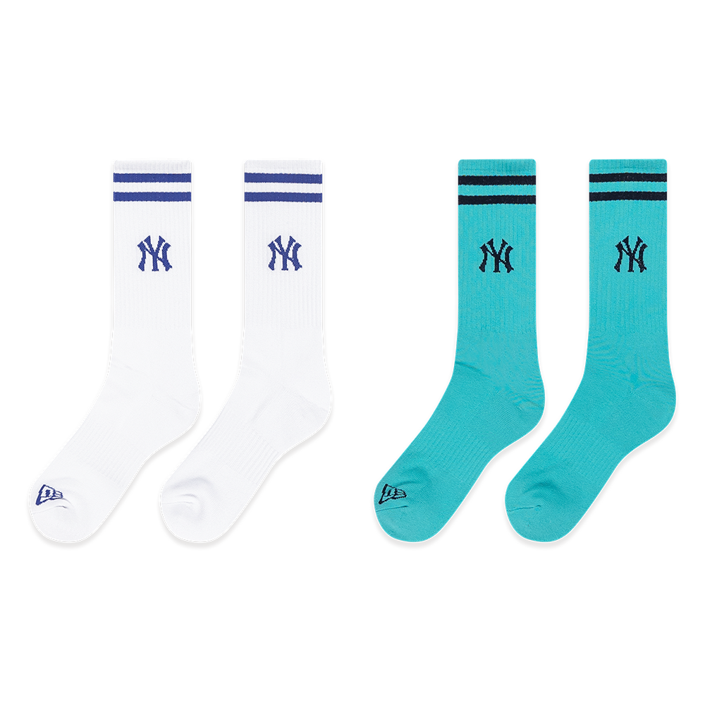 NEW YORK YANKEES COLOR ERA 2 PACK WHITE AND ARCTIC TEAL SOCKS