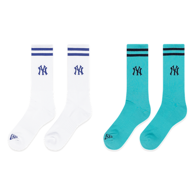 NEW YORK YANKEES COLOR ERA 2 PACK WHITE AND ARCTIC TEAL SOCKS