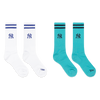 NEW YORK YANKEES COLOR ERA 2 PACK WHITE AND ARCTIC TEAL SOCKS