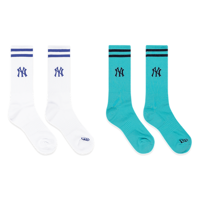 NEW YORK YANKEES COLOR ERA 2 PACK WHITE AND ARCTIC TEAL SOCKS
