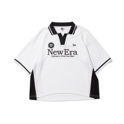 NEW ERA WOMEN WHITE OVERSIZED SHORT SLEEVE POLO SHIRT