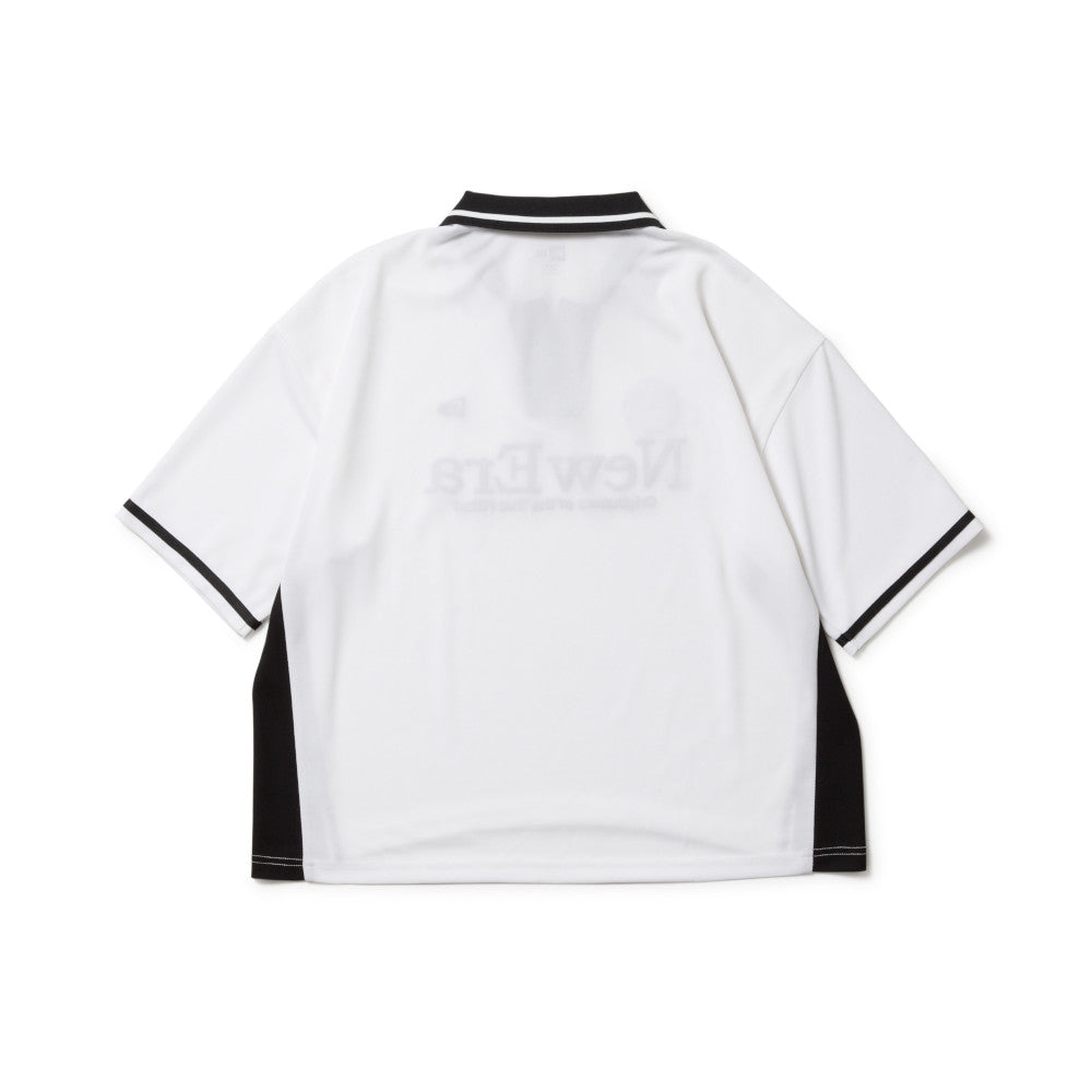 NEW ERA WOMEN WHITE OVERSIZED SHORT SLEEVE POLO SHIRT