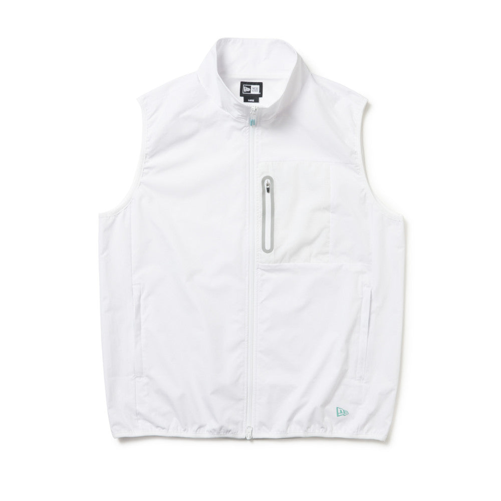 NEW ERA WOVEN NYLON WHITE FULL ZIP VEST