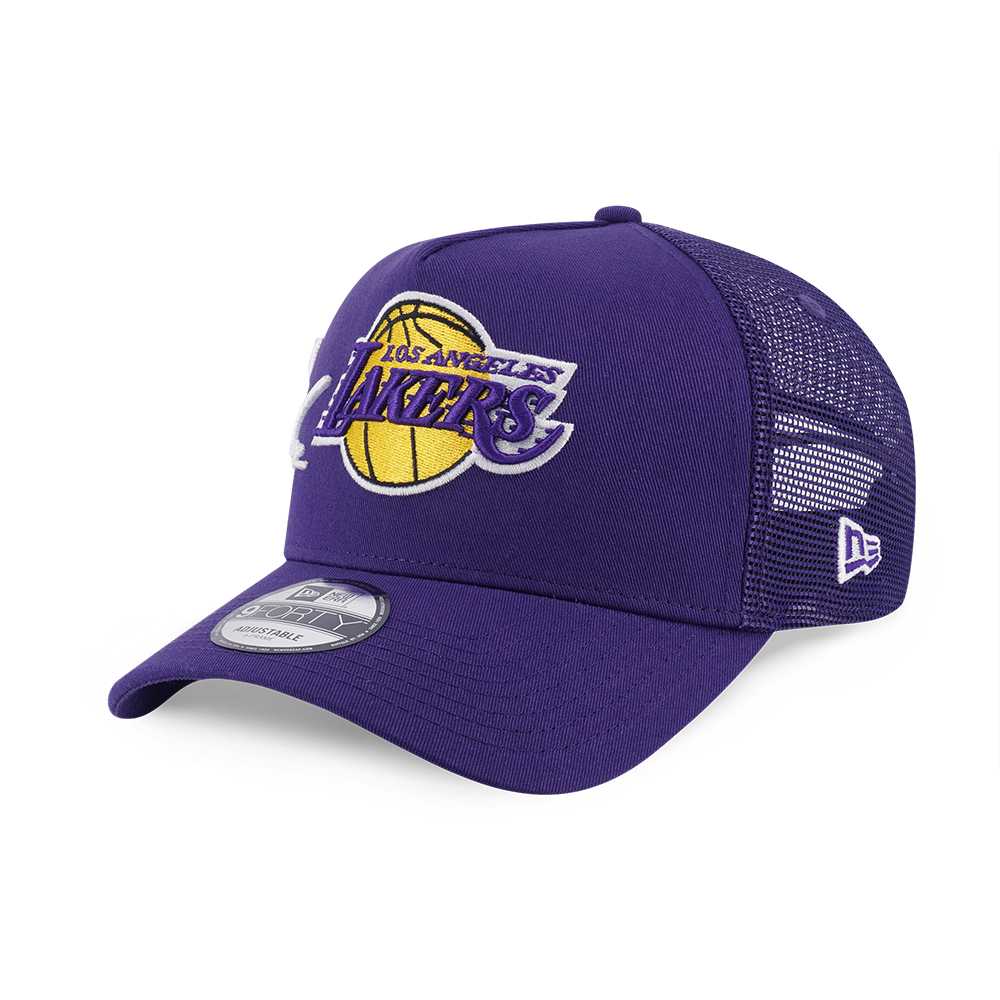 LOS ANGELES LAKERS MIX LEAGUE SCRIPT PURPLE 9FORTY AF TRUCKER CAP