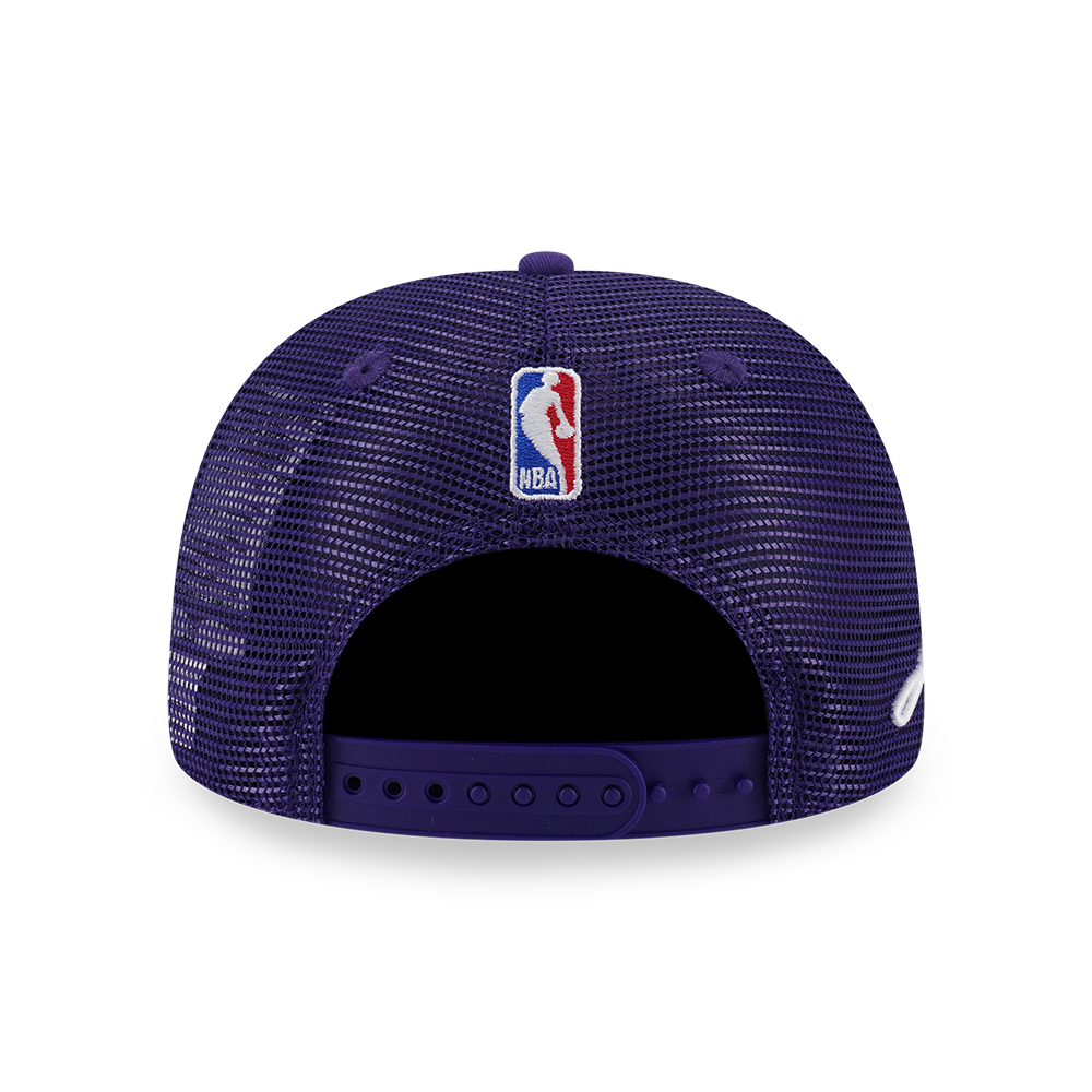 LOS ANGELES LAKERS MIX LEAGUE SCRIPT PURPLE 9FORTY AF TRUCKER CAP