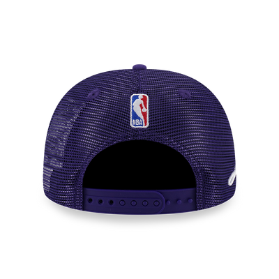 LOS ANGELES LAKERS MIX LEAGUE SCRIPT PURPLE 9FORTY AF TRUCKER CAP