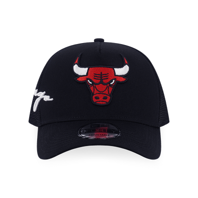 CHICAGO BULLS MIX LEAGUE SCRIPT BLACK 9FORTY AF TRUCKER CAP