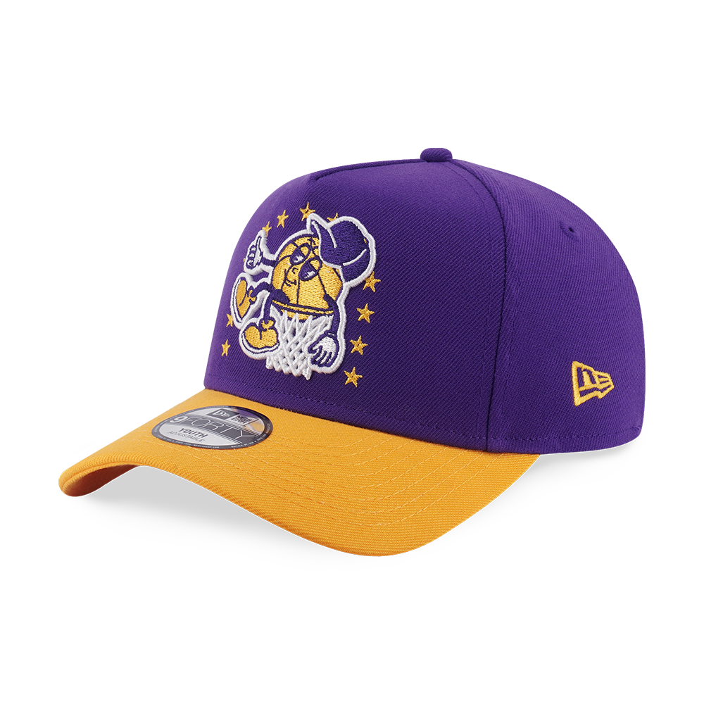 LOS ANGELES LAKERS LEAGUE MIX CARTOON 2-TONE GOLD VISOR TRUE PURPLE KIDS 9FORTY AF CAP