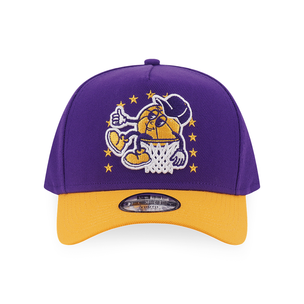 LOS ANGELES LAKERS LEAGUE MIX CARTOON 2-TONE GOLD VISOR TRUE PURPLE KIDS 9FORTY AF CAP
